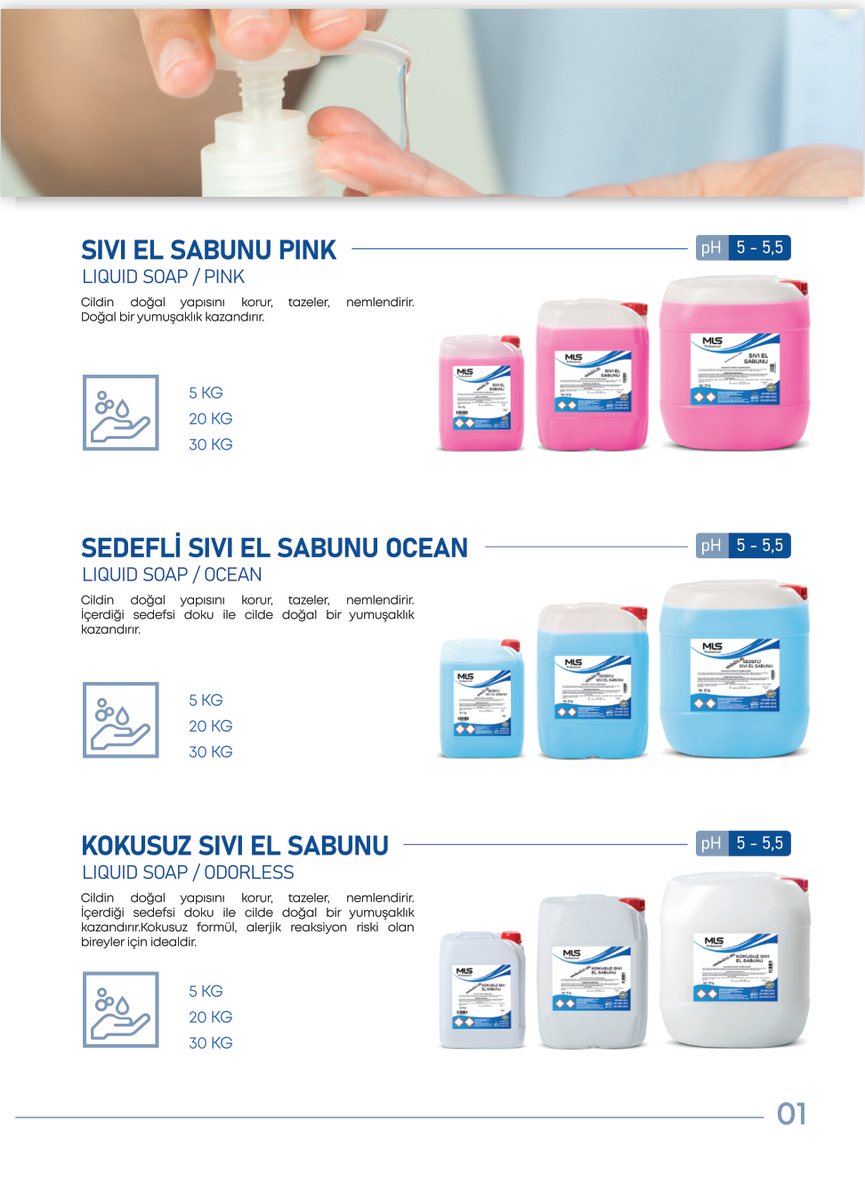 Katalog örnek sayfa: el sabunları